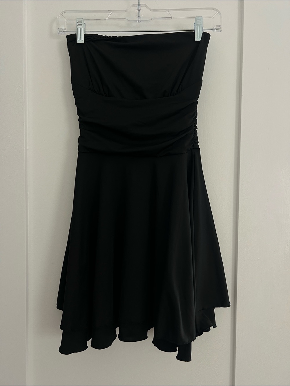 Amazon Strapless Black Ruched Bodice A-Line Dress